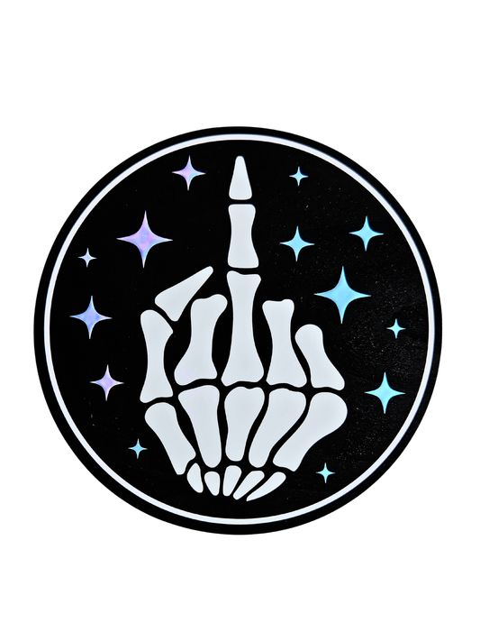Skeleton Middle Finger Plaque